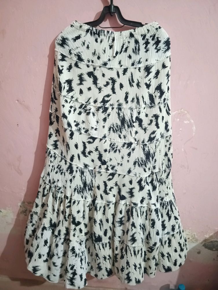 Dalmatian Flare Long Skirt - Freesize Ivory