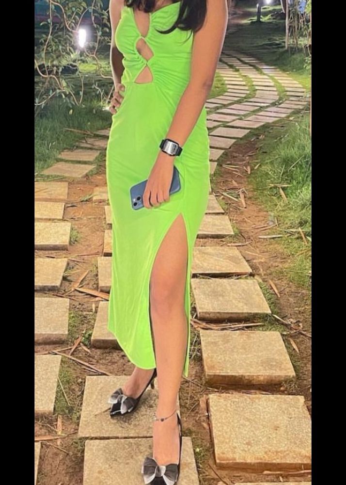 Green Color Cris Cross Dress From H&amp;M