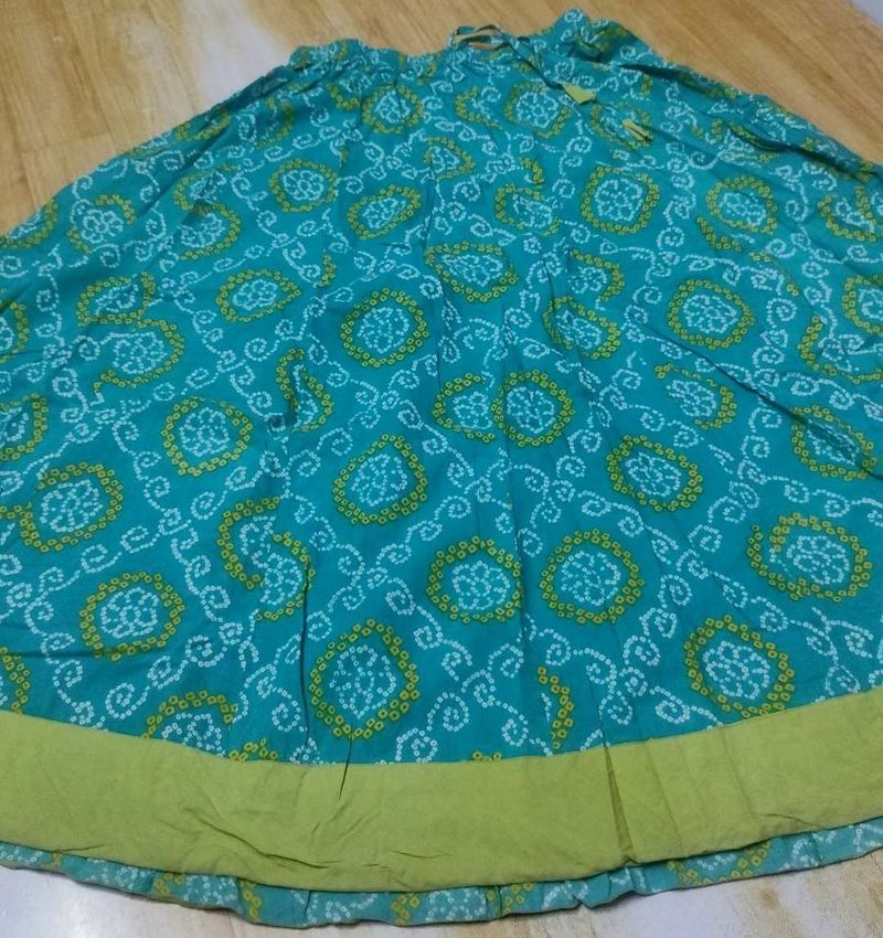 Ethnic Green Printed Skirt