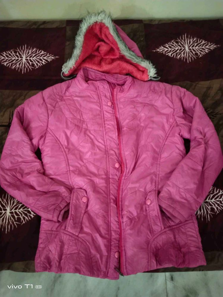 pink women puffer jacket size 36