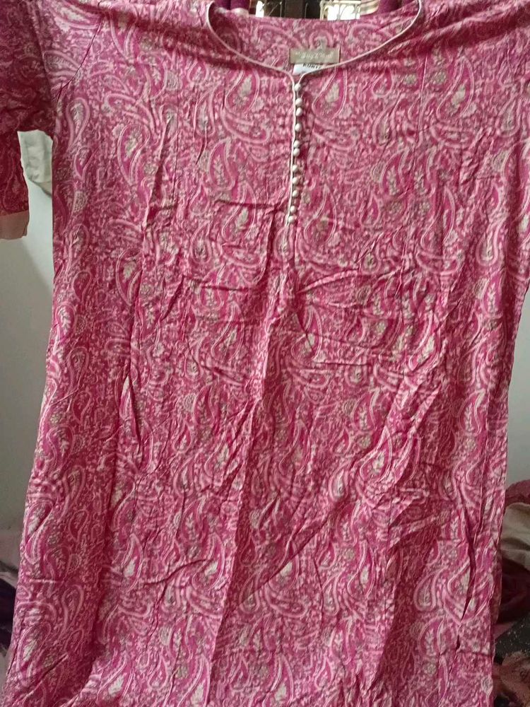 Pink Paisley Print Kurta