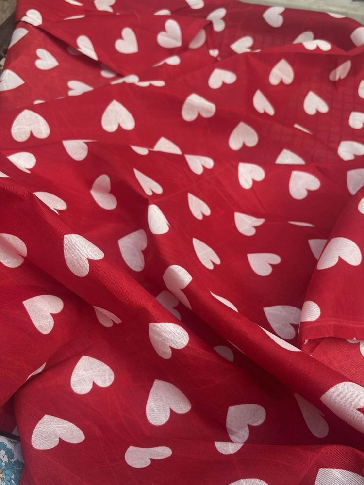 Red Heart Print single bed sheet