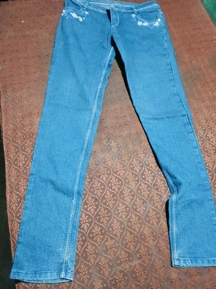 Embroidered Denim Jeans