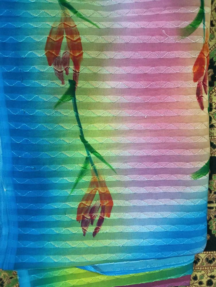 Rainbow Floral Fabric Piece