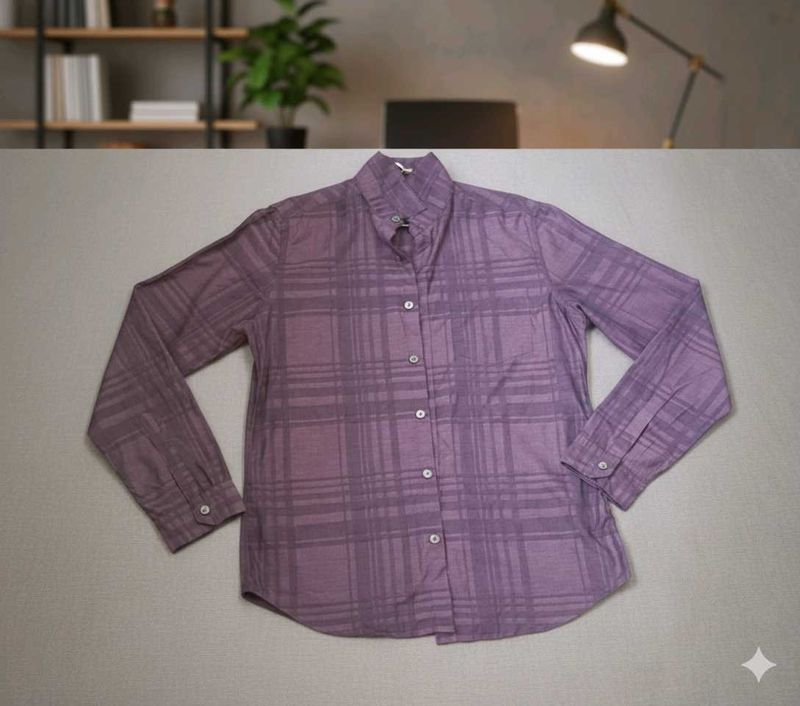 Stylish Purple Tonal Plaid Button-Up Shirt