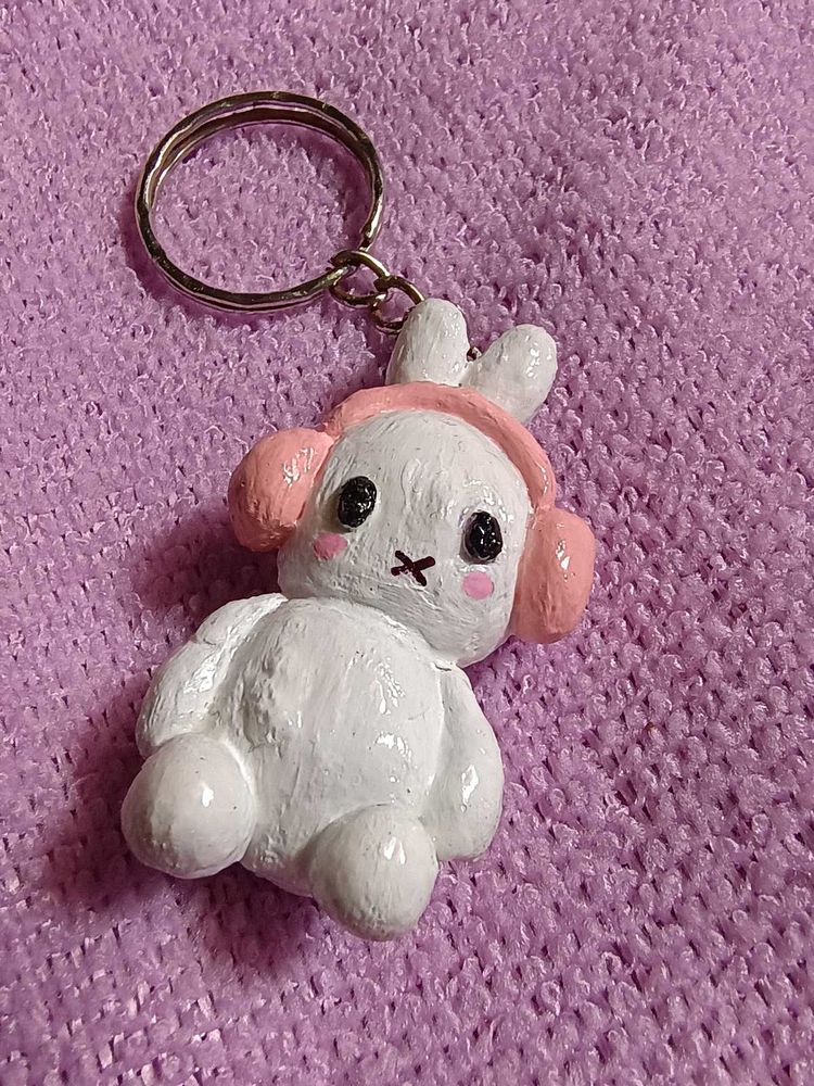 handmade clay miffy charm keychain cute