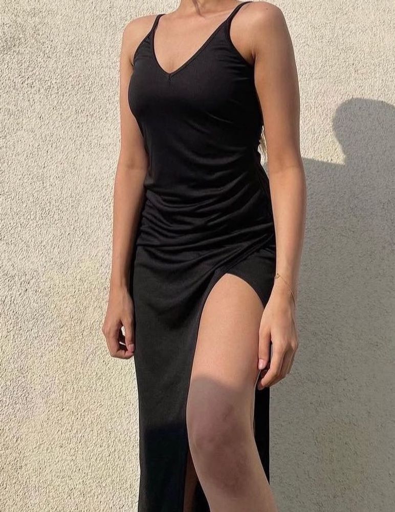 Black Slit Maxi Dress Sss