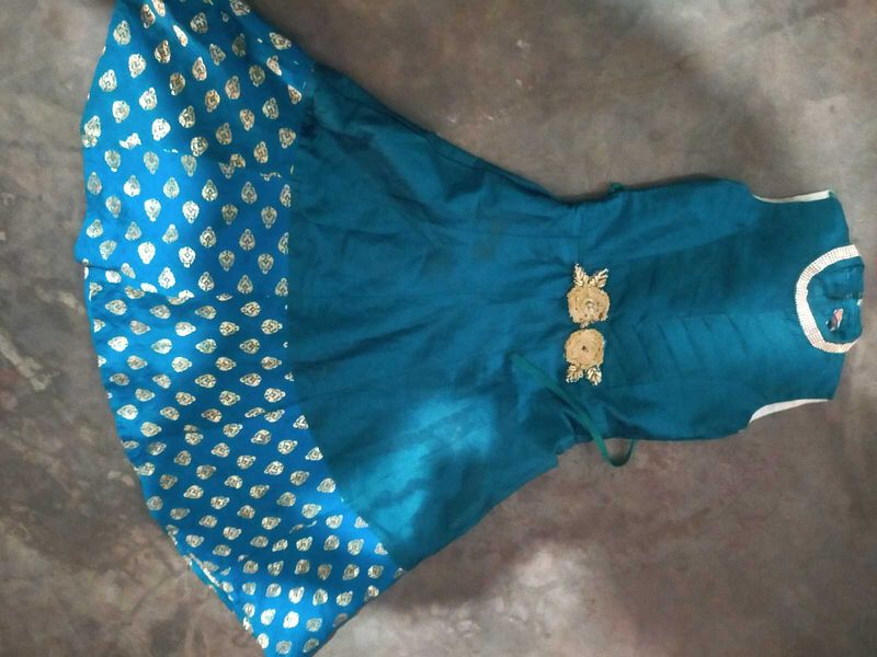 Cute Blue Floral Girls Dress