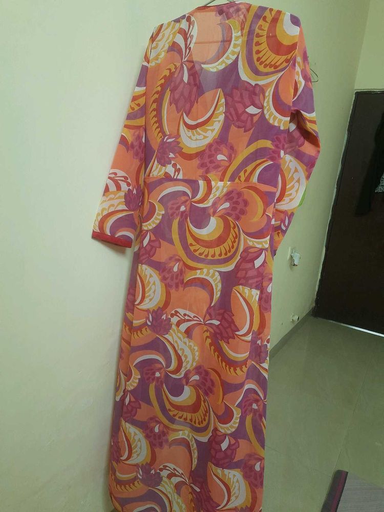 Up Down Floor Length Kurta (Orange &amp; Purple)