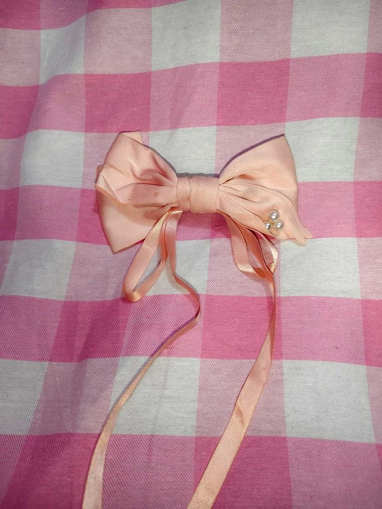 Peach Hair Bow Clip