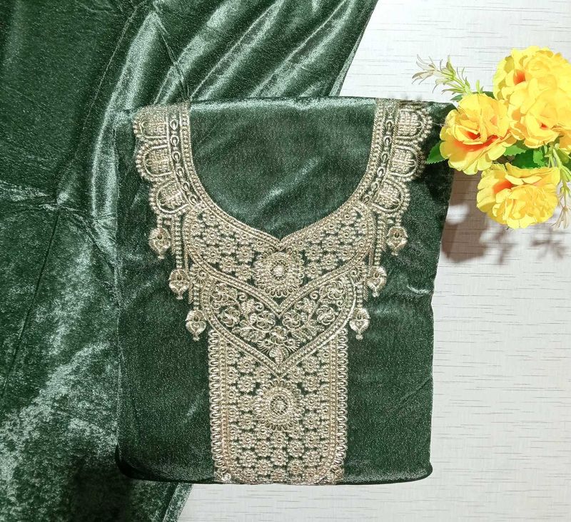 Embroidery work velvet suit
