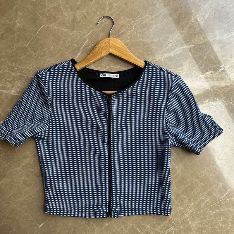 Zara Blue~black Crop Top