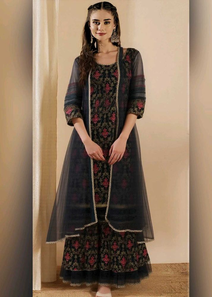 Embroidered Sharara with Shrug