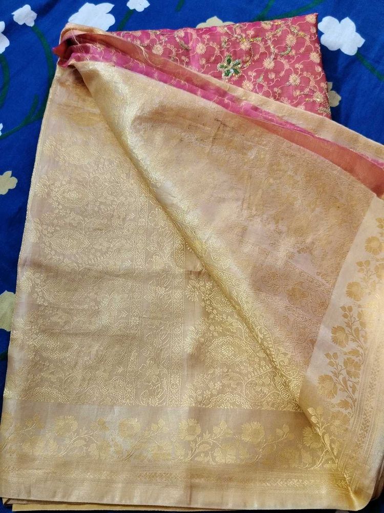 Rose Pink Embroidered Saree