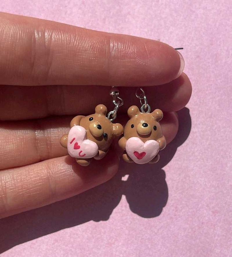 I ❤️ U Bear Clay Earrings – Cutesy Charms