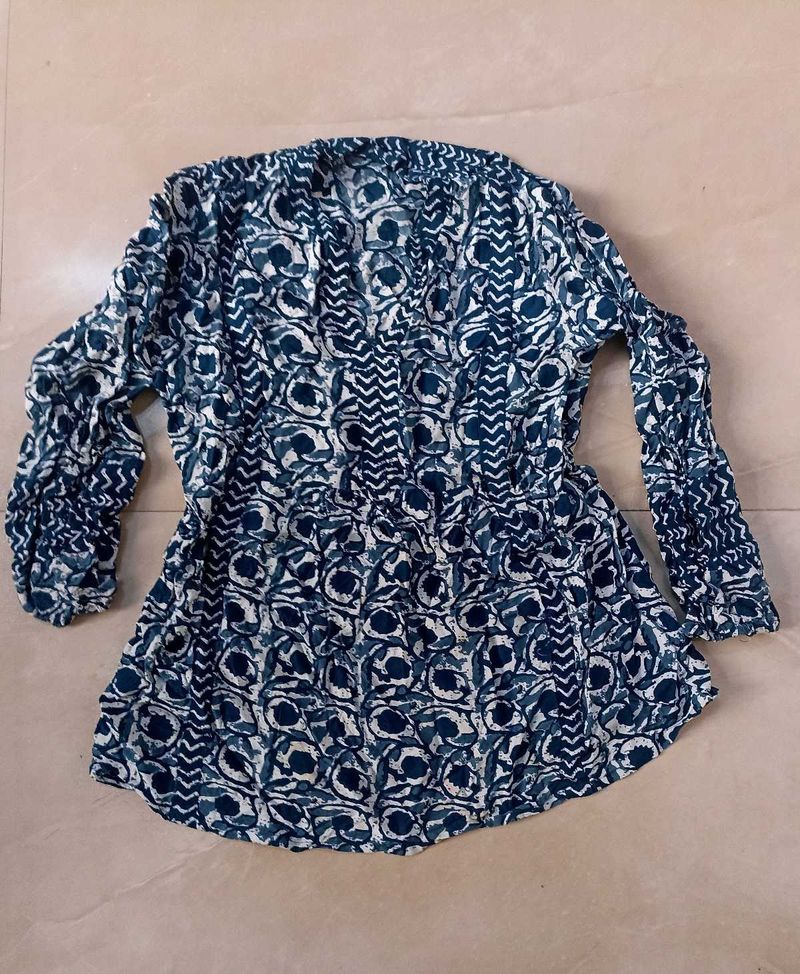 Printed Blue Tunic Top