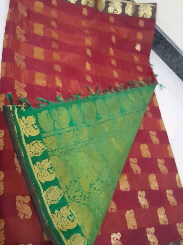 Kancheewaran Cotton Silk With Zari And Buttas