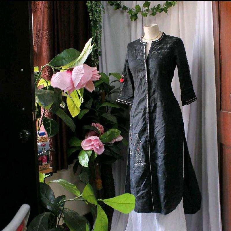 Luxury Brand AMPM Black Embroidered Kurti