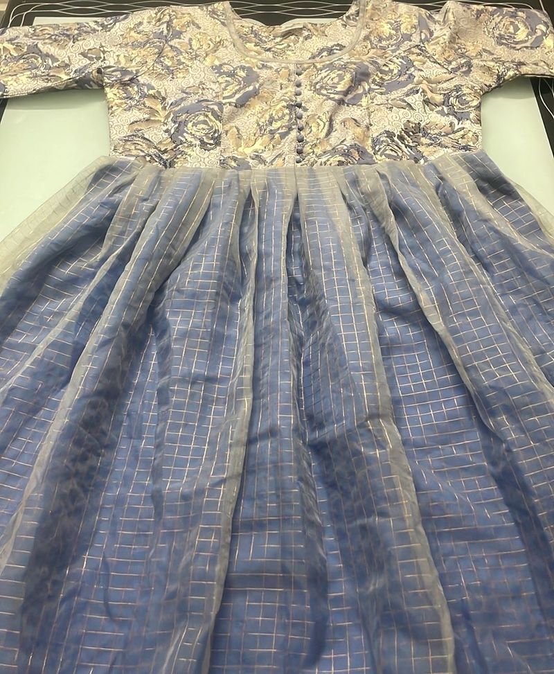 4 Days Offer combo Blue Organza&amp;yellow Ethnic Gown