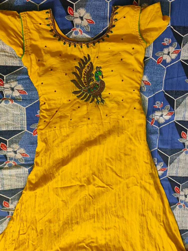 Yellow Embroidered Kurta