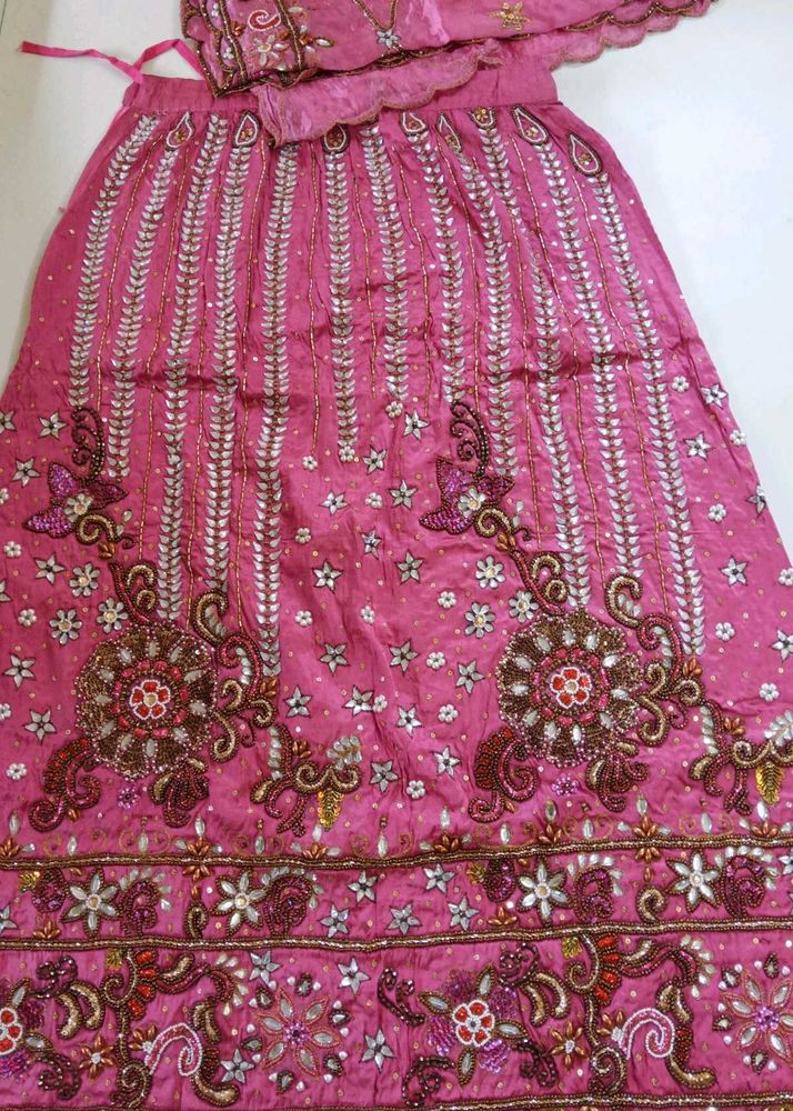 Pink Embellished Lehenga dupatta