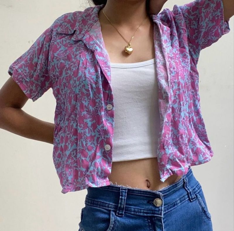 Brand New Crop Pink-Blue Shirt
