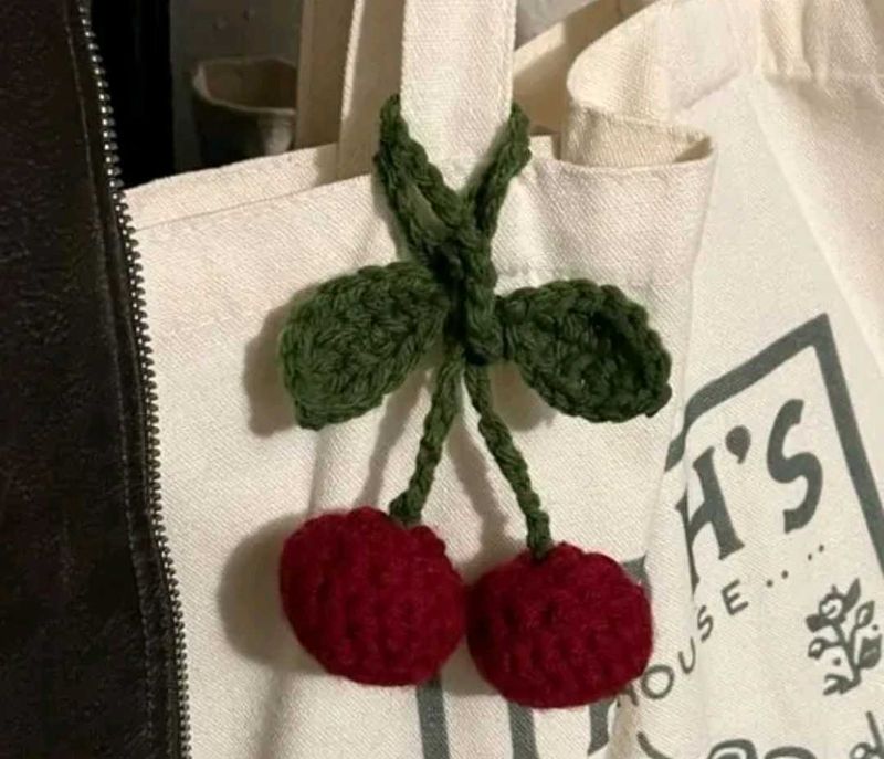 Handmade Crochet CherryKeychain for Girls |Cute Ba