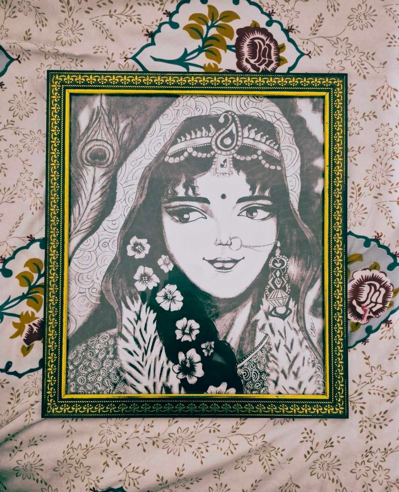 Framed Handmade Sketch Radha Rani