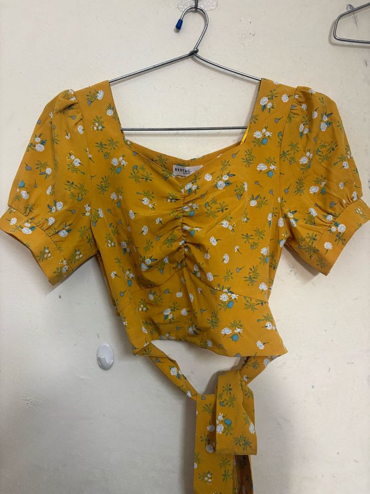 Floral Crop Top with Tie Detail