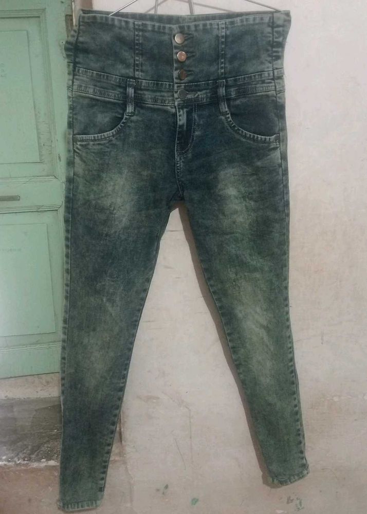 High Waisted Acid Wash Jeans