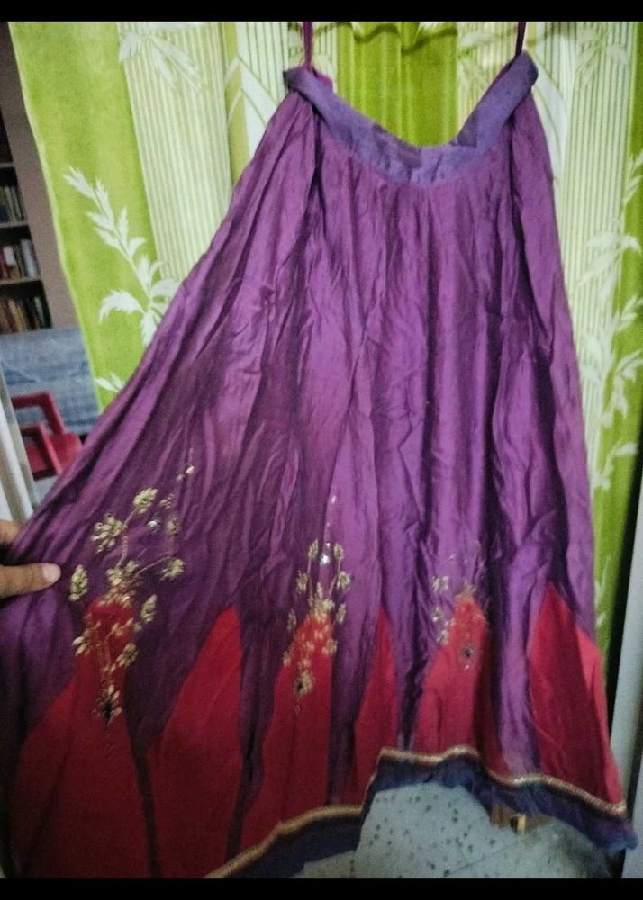Purple Floral Ethnic Skirt