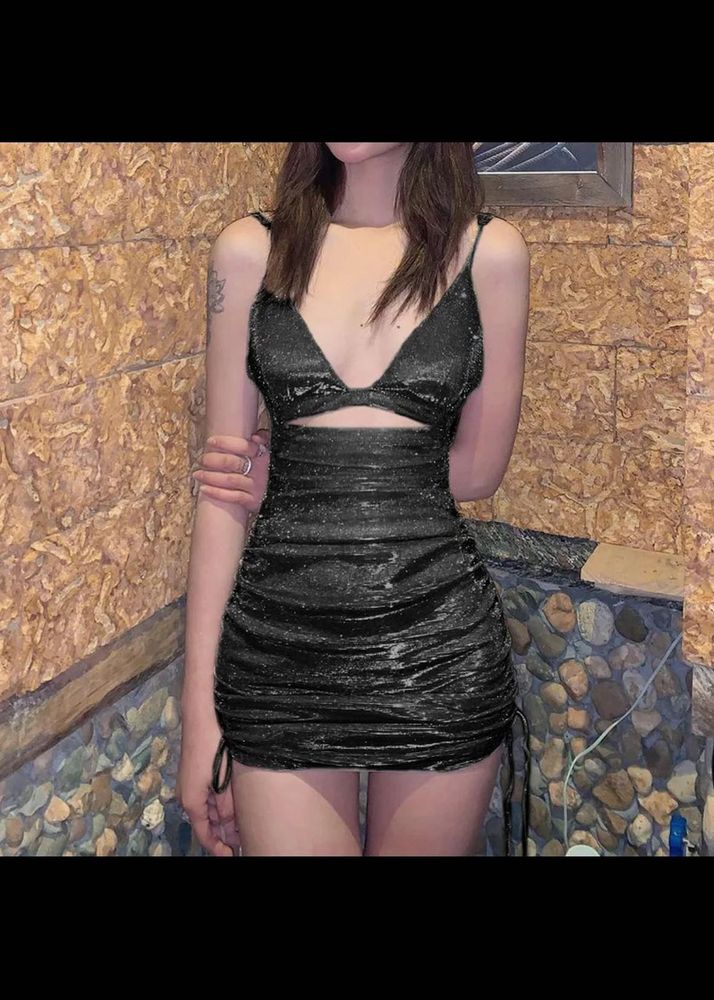 Sparkly Black Bodycon Backless party Dress