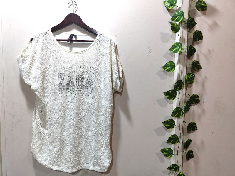 White Net Top With Inner