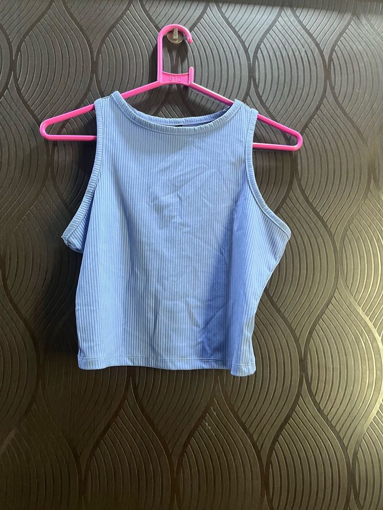 Cute Blue Crop Tank Top