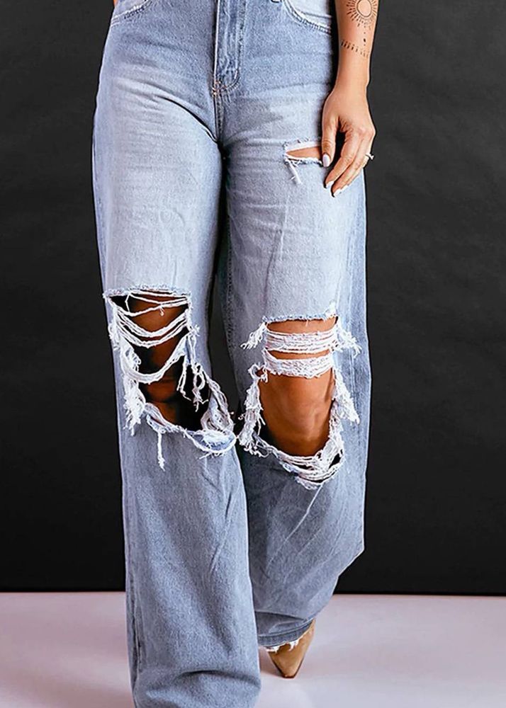 straight fit Ripped jean