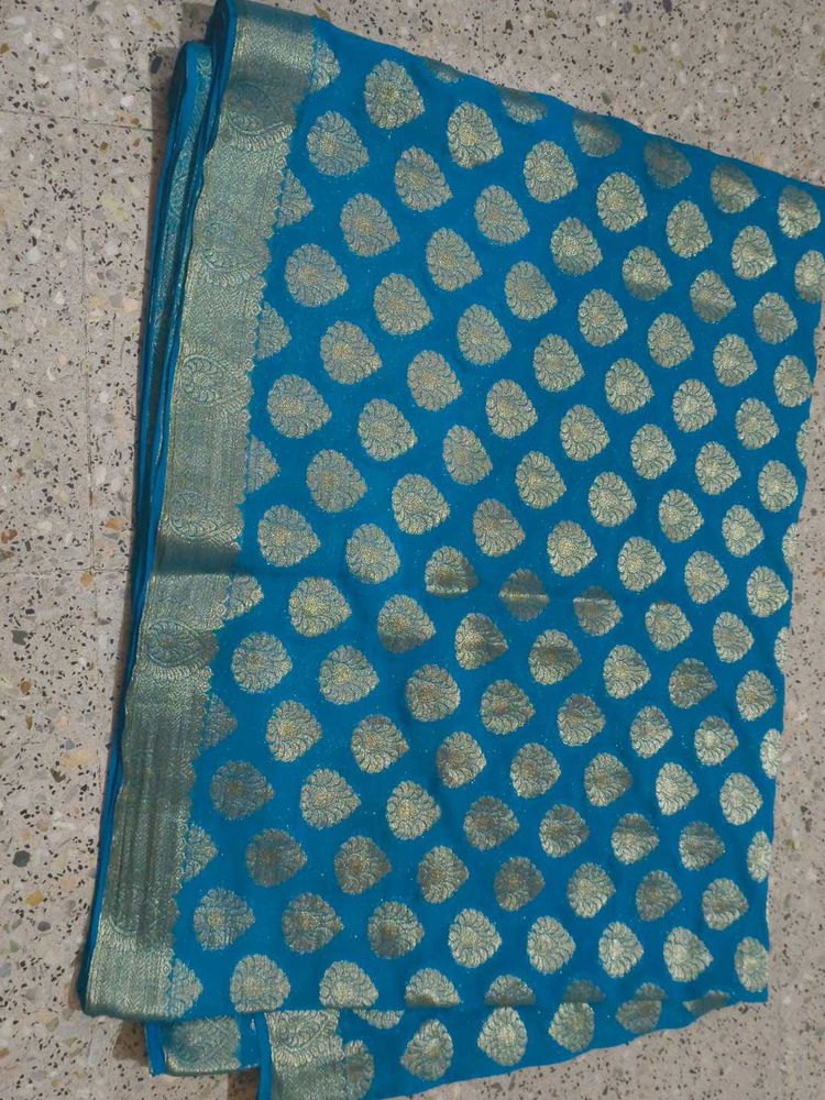 Blue &amp; Gold Patterned Fabric