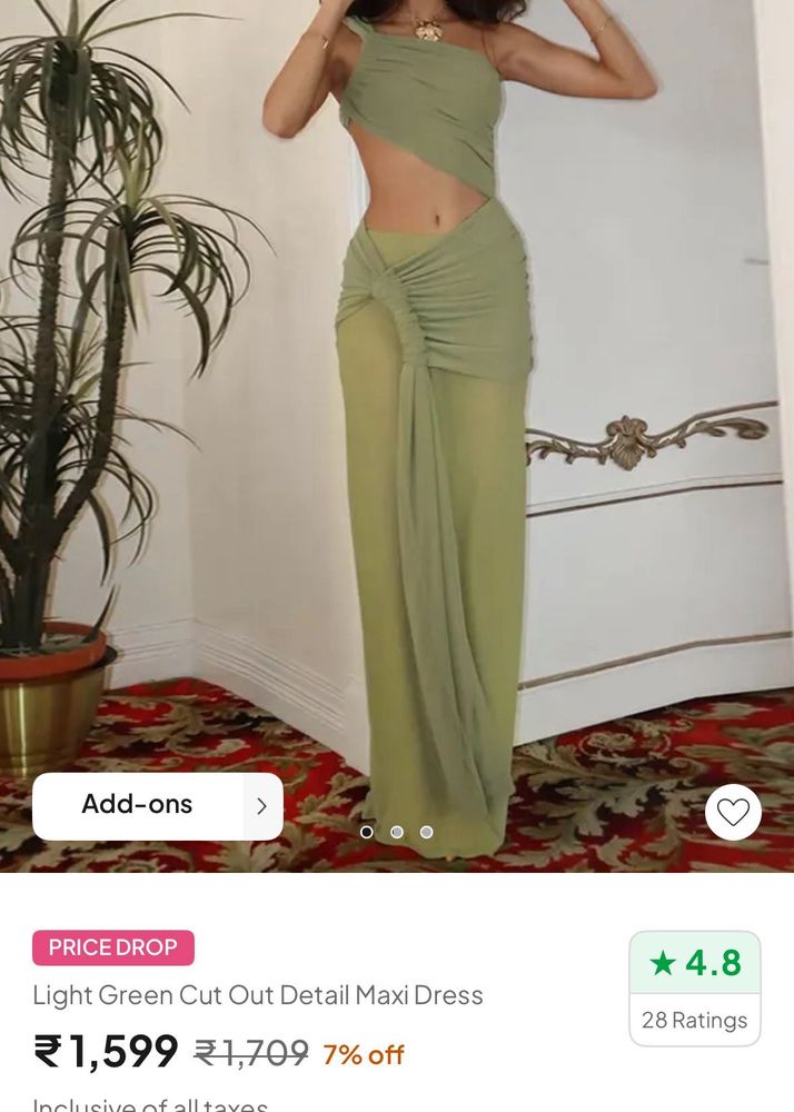 Green Cut Out Maxi Dress
