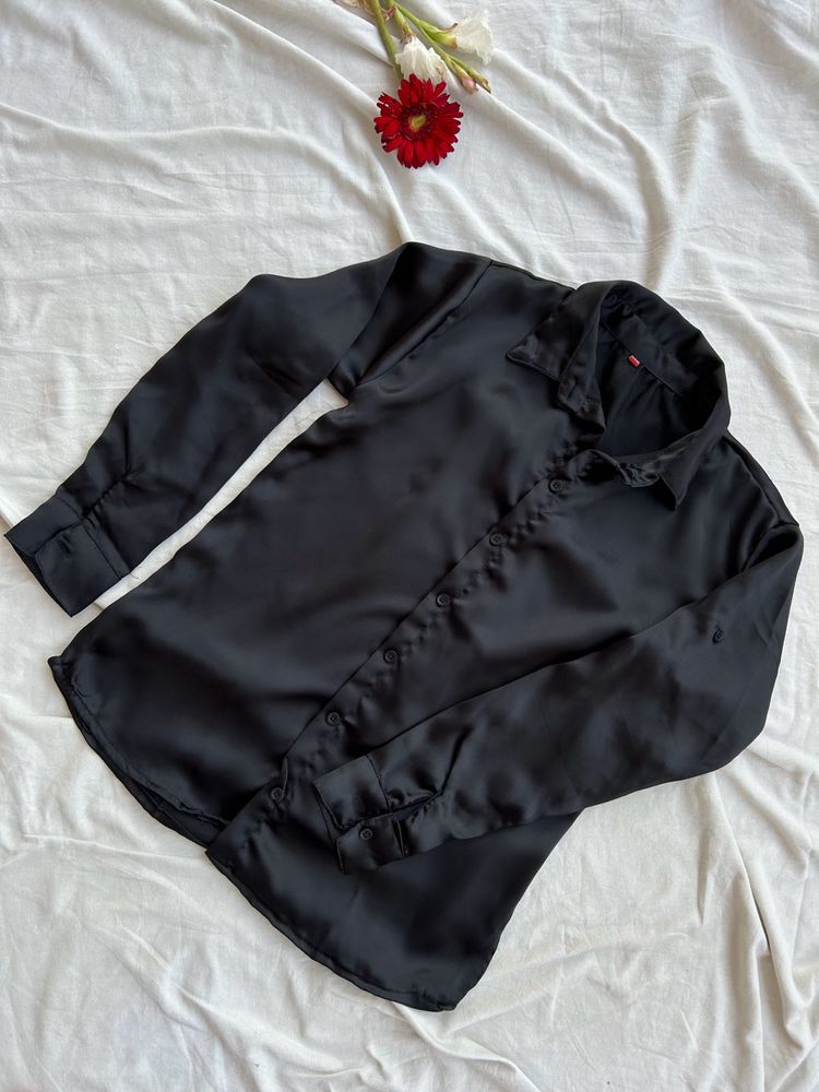 Black Satin Shirt