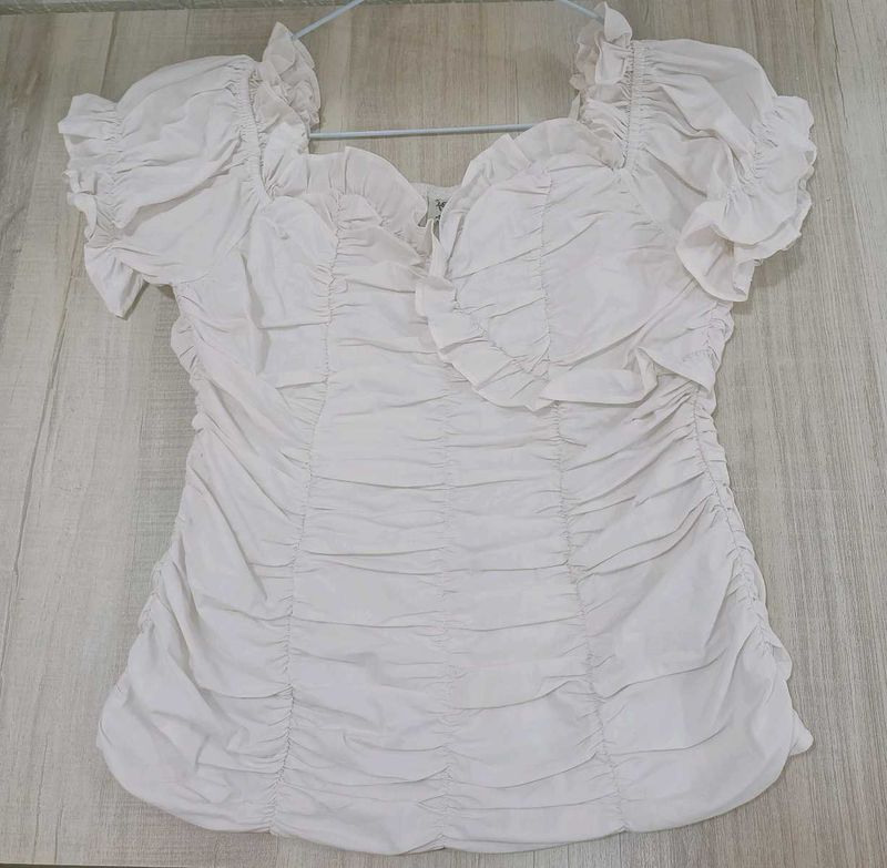 Ruffled White Top