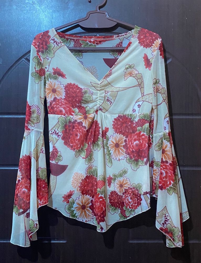 Floral Mesh Y2k Top