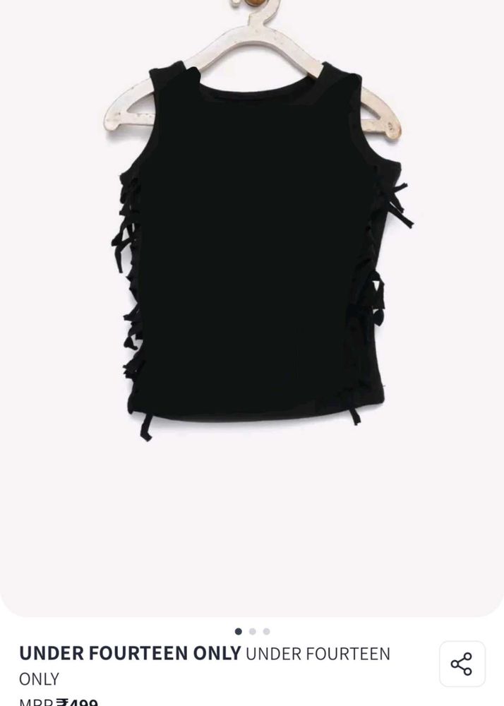 Punk Sleeveless Black Tshirt With Tassel