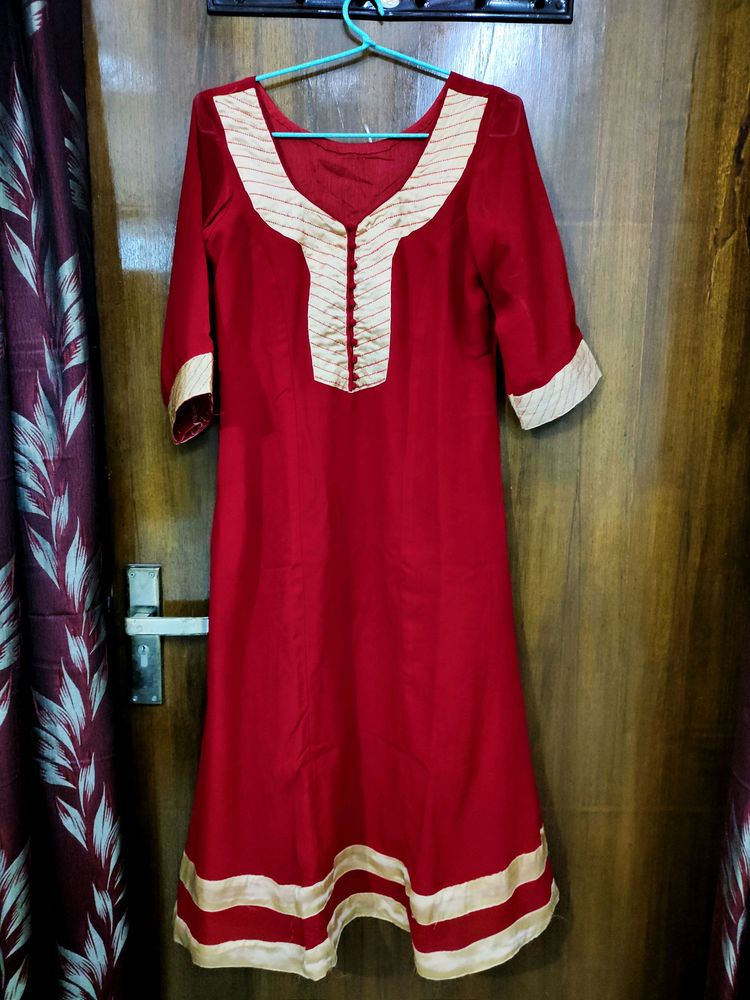 Dark Red Frock Style Suit Set