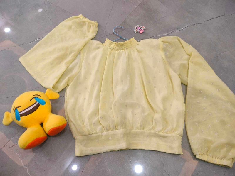 Yellow 💛 bishop Full sleeve Crop Top