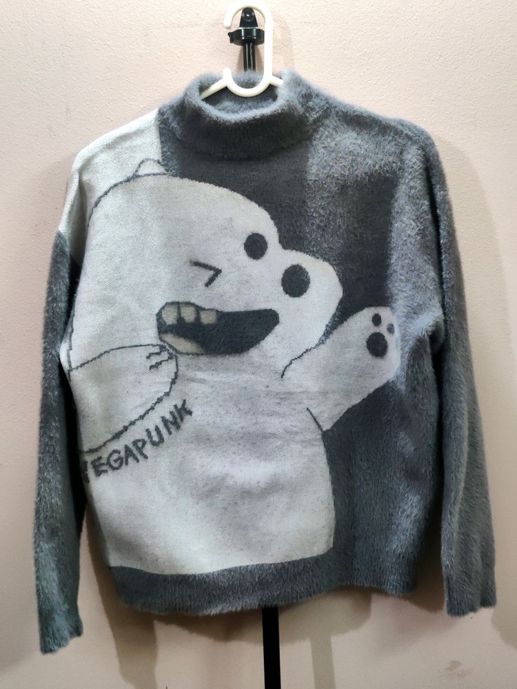 imported Retro cartoon bear fluffy knitwear sweate