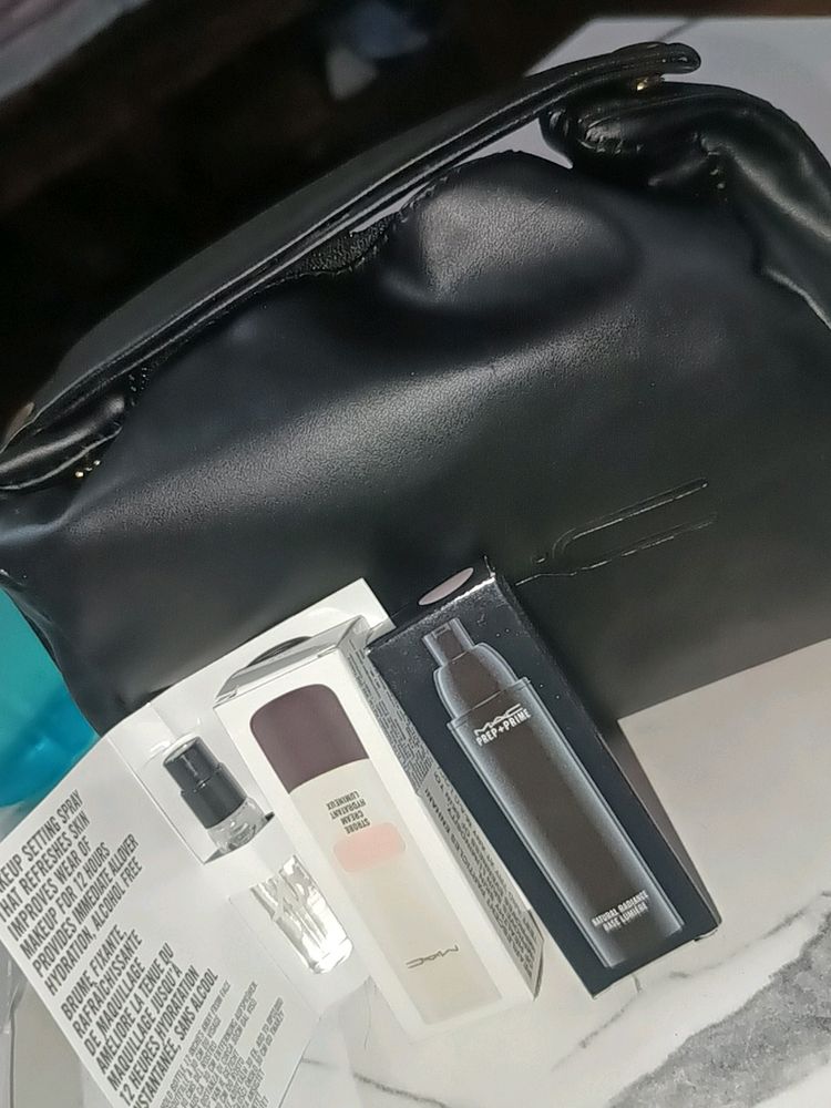 Mac Strobe Cream ,Primer, Pure Leather Pouch