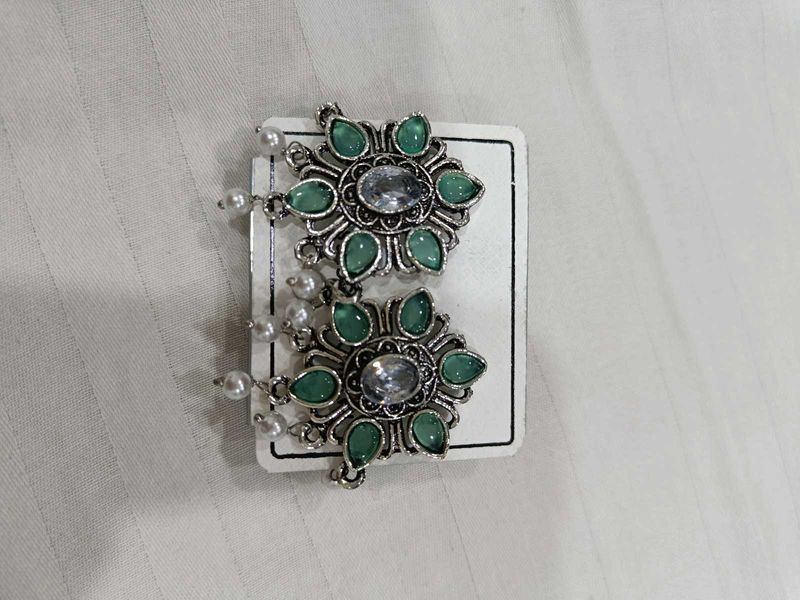 Green Floral Earrings