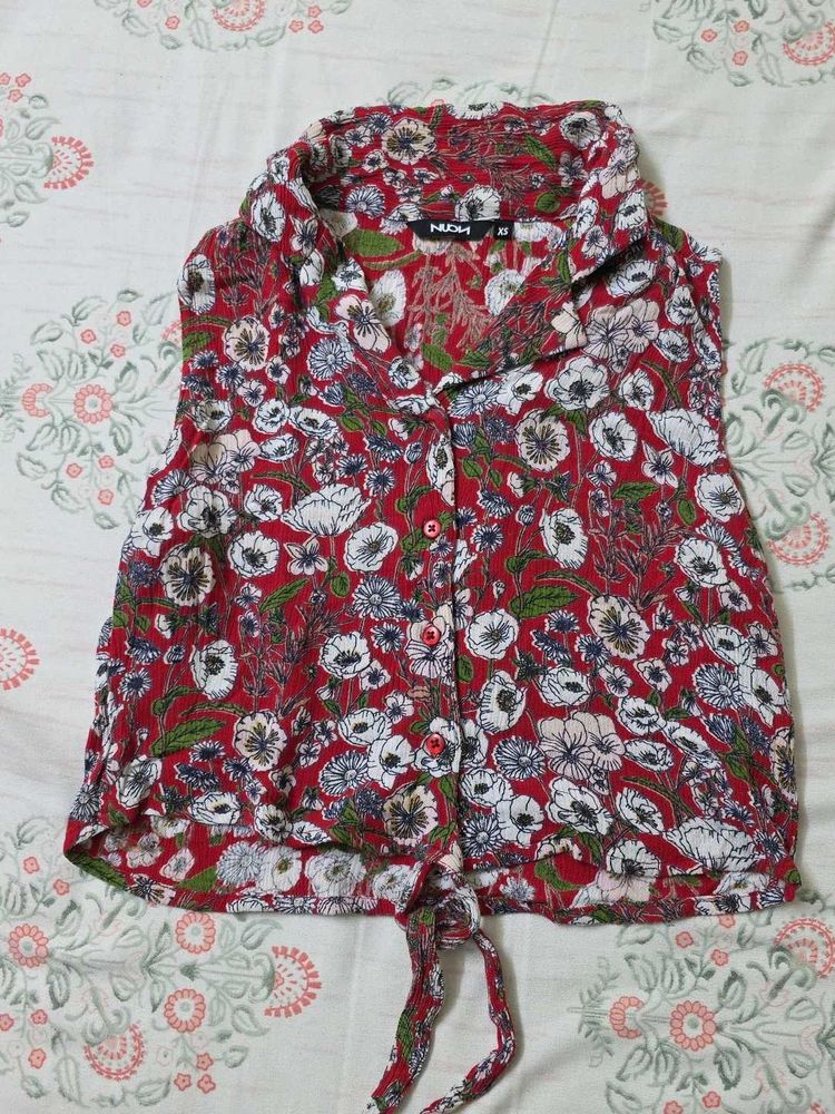 Floral Tie-Front Top