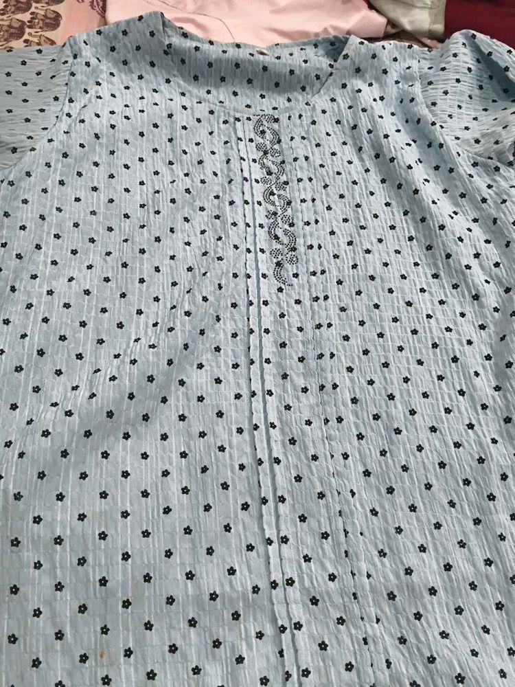 Blue Printed Women's Top