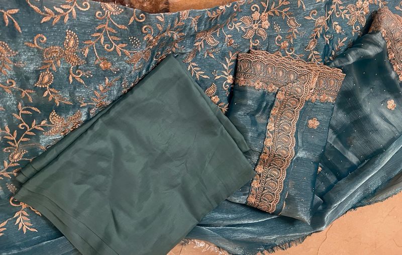 Teal Embellished Salwar Kameez Set