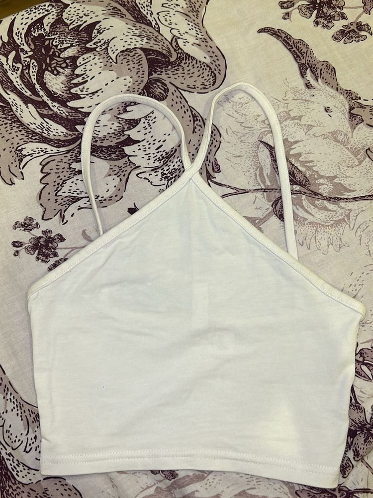 H&amp;m White Crop Top(xxs)